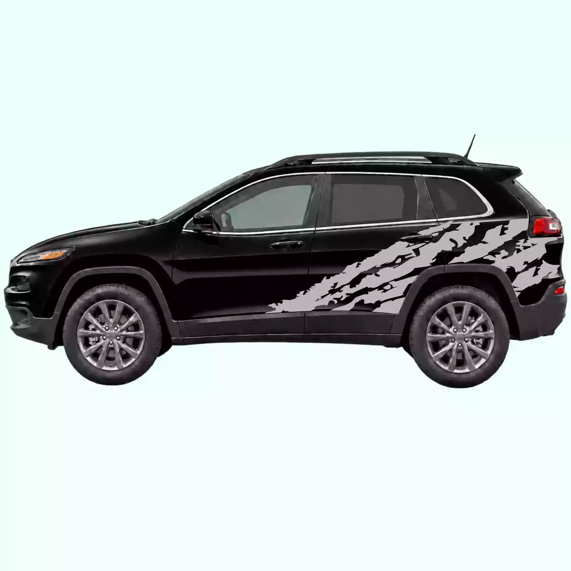 2014-2023 Jeep Cherokee Shred Side Decals Vinyl Graphics Kit Gray