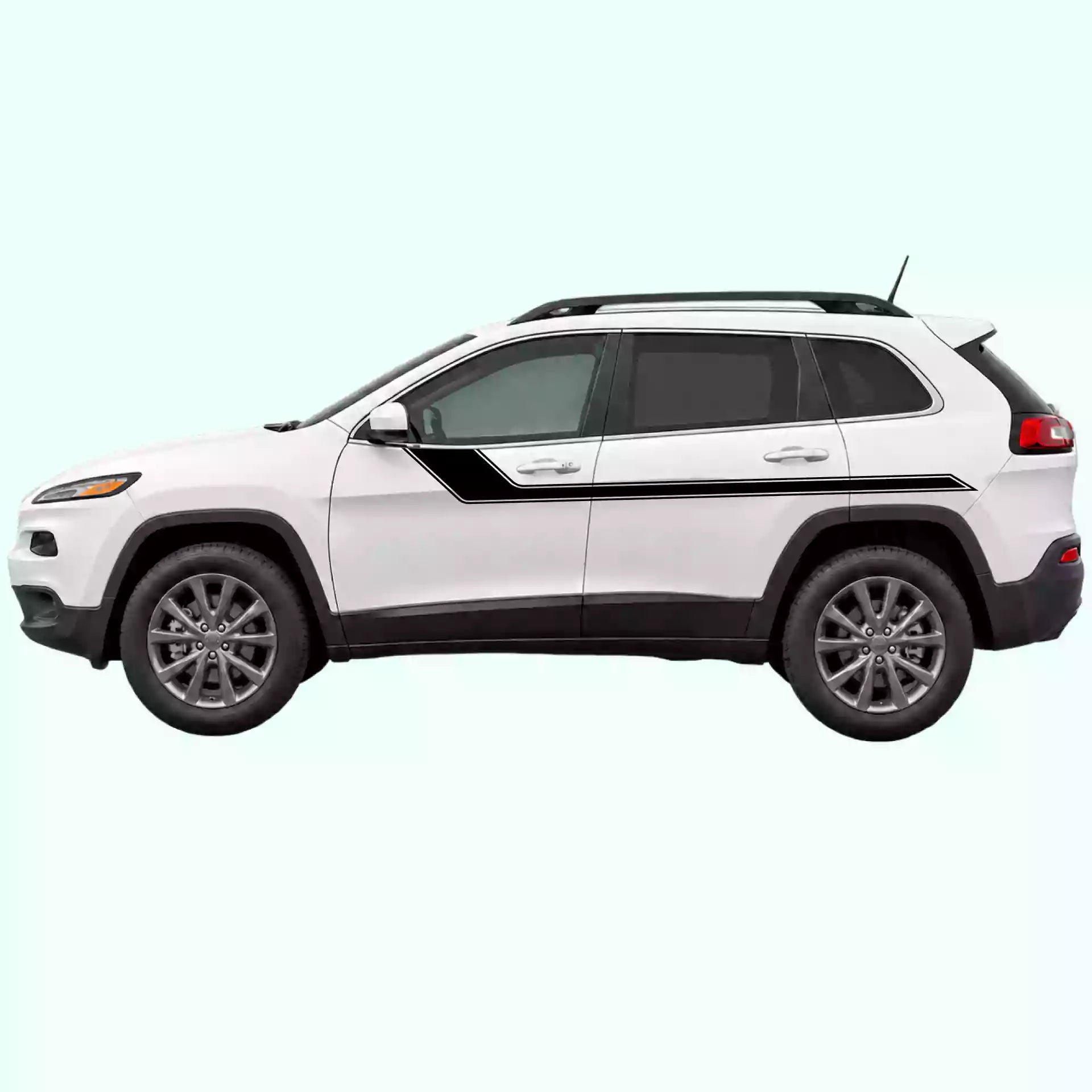 2014-2023 Jeep Cherokee Side Rally Stripes Vinyl Graphics Kit Black