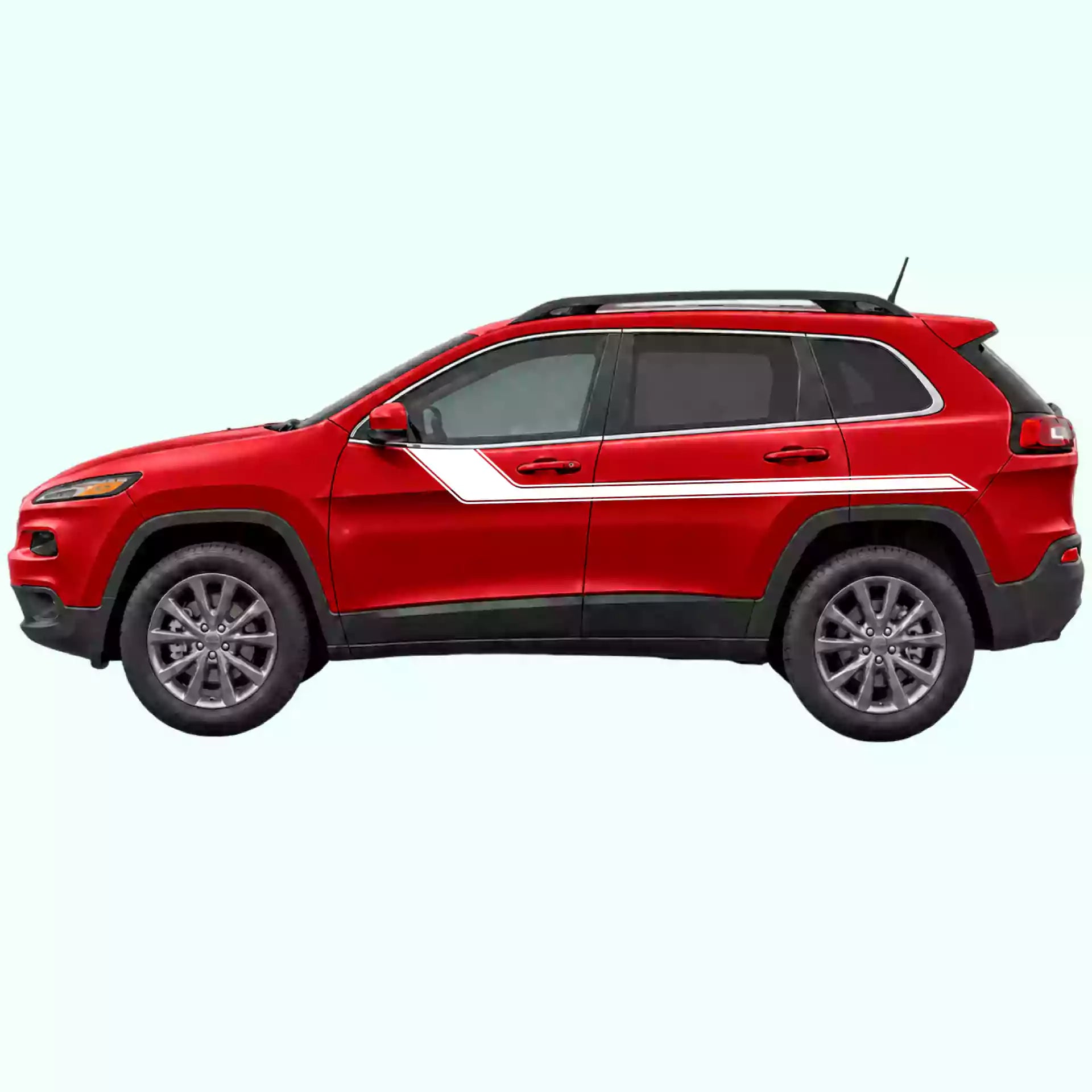 2014-2023 Jeep Cherokee Side Rally Stripes Vinyl Graphics Kit White