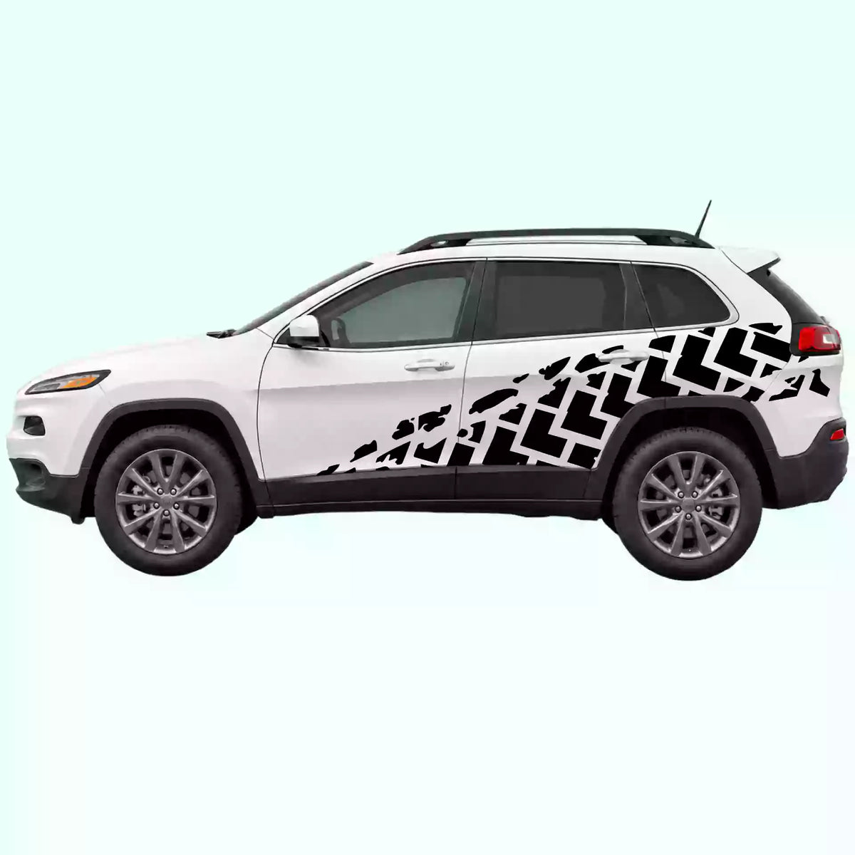 2014-2023 Jeep Cherokee Tire Tracks Side Decal Decals Vinyl Graphics Kit Black