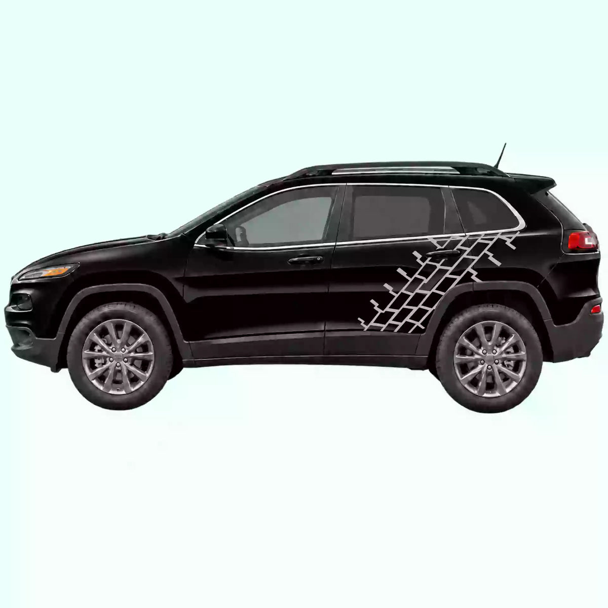 2014-2023 Jeep Cherokee Tire Tread Side Decal Decals Vinyl Graphics Kit Gray