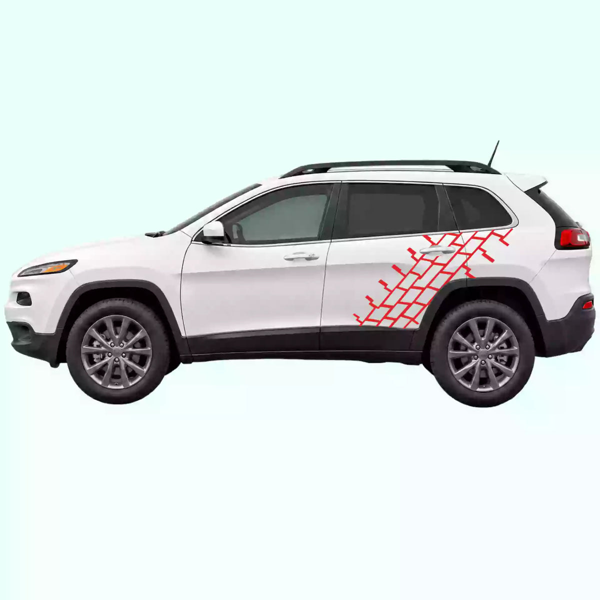 2014-2023 Jeep Cherokee Tire Tread Side Decal Decals Vinyl Graphics Kit Red