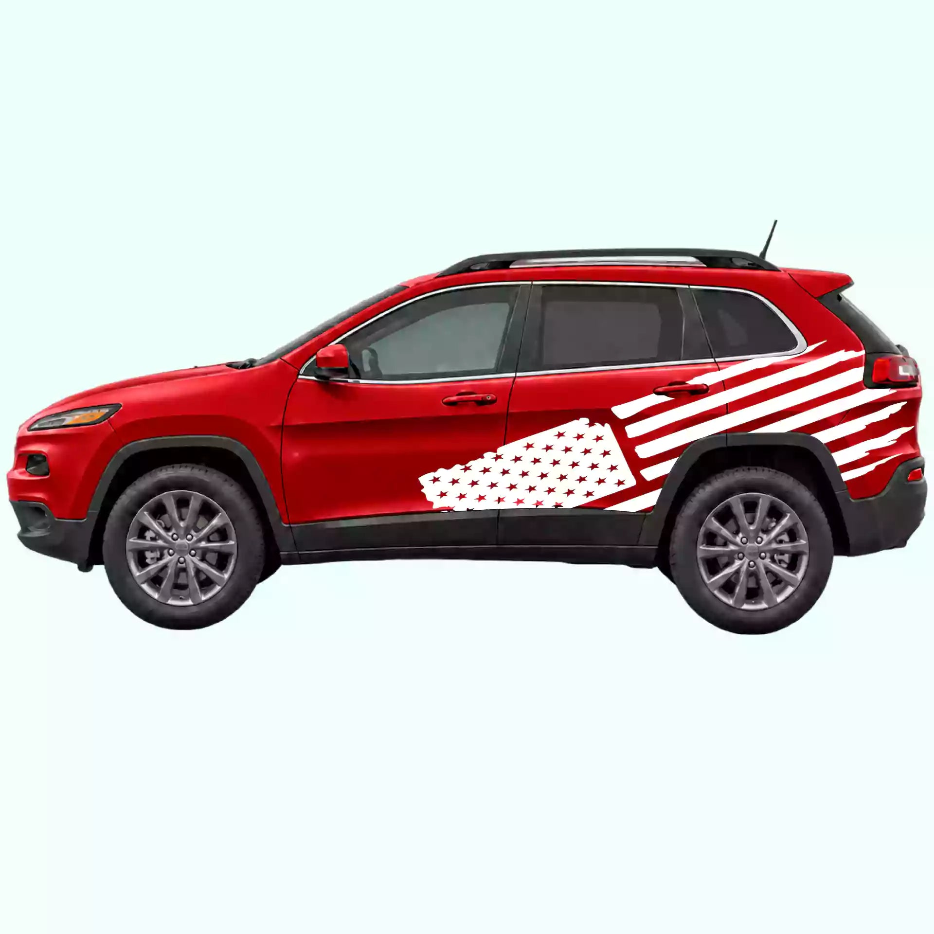 2014-2023 Jeep Cherokee USA Flag Side Decals Vinyl Graphics Kit White