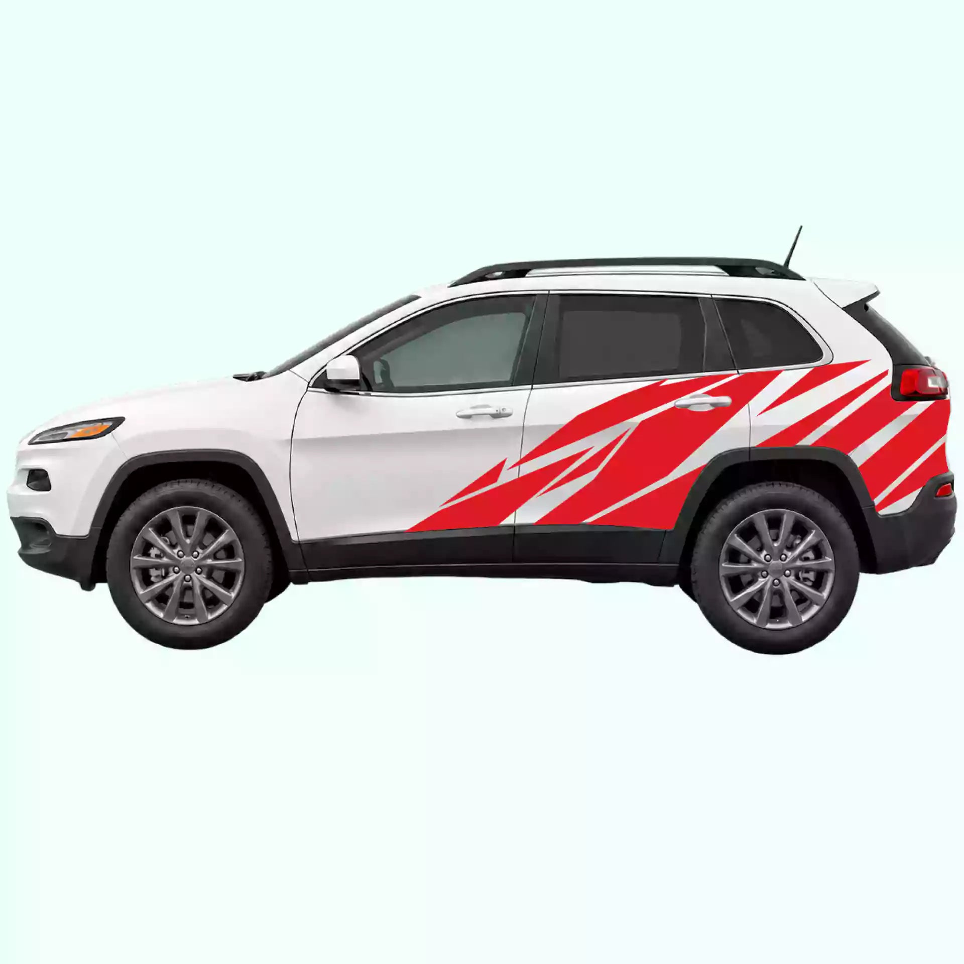 2014-2023 Jeep Cherokee Warlord Side Decals Vinyl Graphics Kit Red