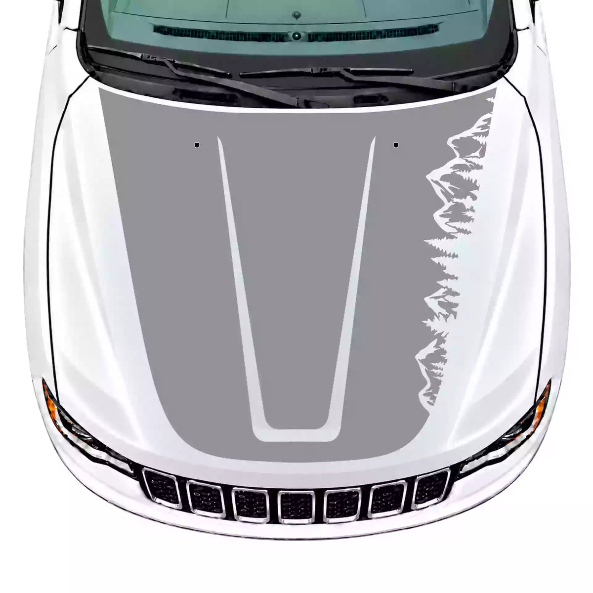 2014-2022 Jeep Grand Cherokee Adventure Hood Decals Vinyl Graphics Kit Gray
