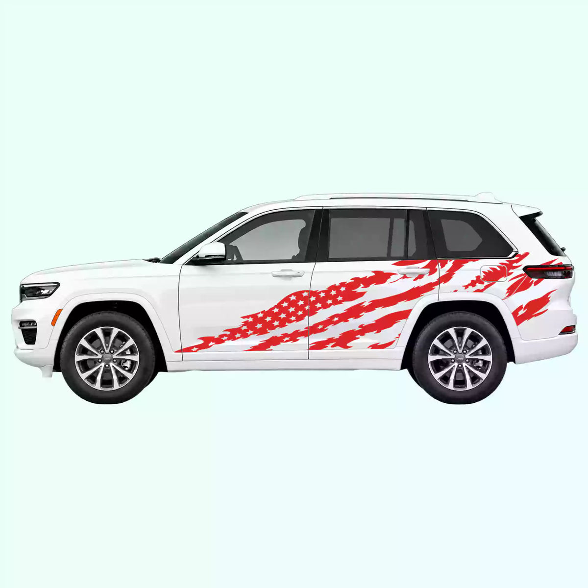 2022-present Jeep Grand Cherokee American Flag Side Decals Vinyl Graphics Kit Red
