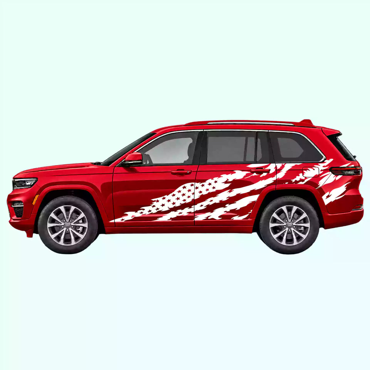 2022-present Jeep Grand Cherokee American Flag Side Decals Vinyl Graphics Kit White