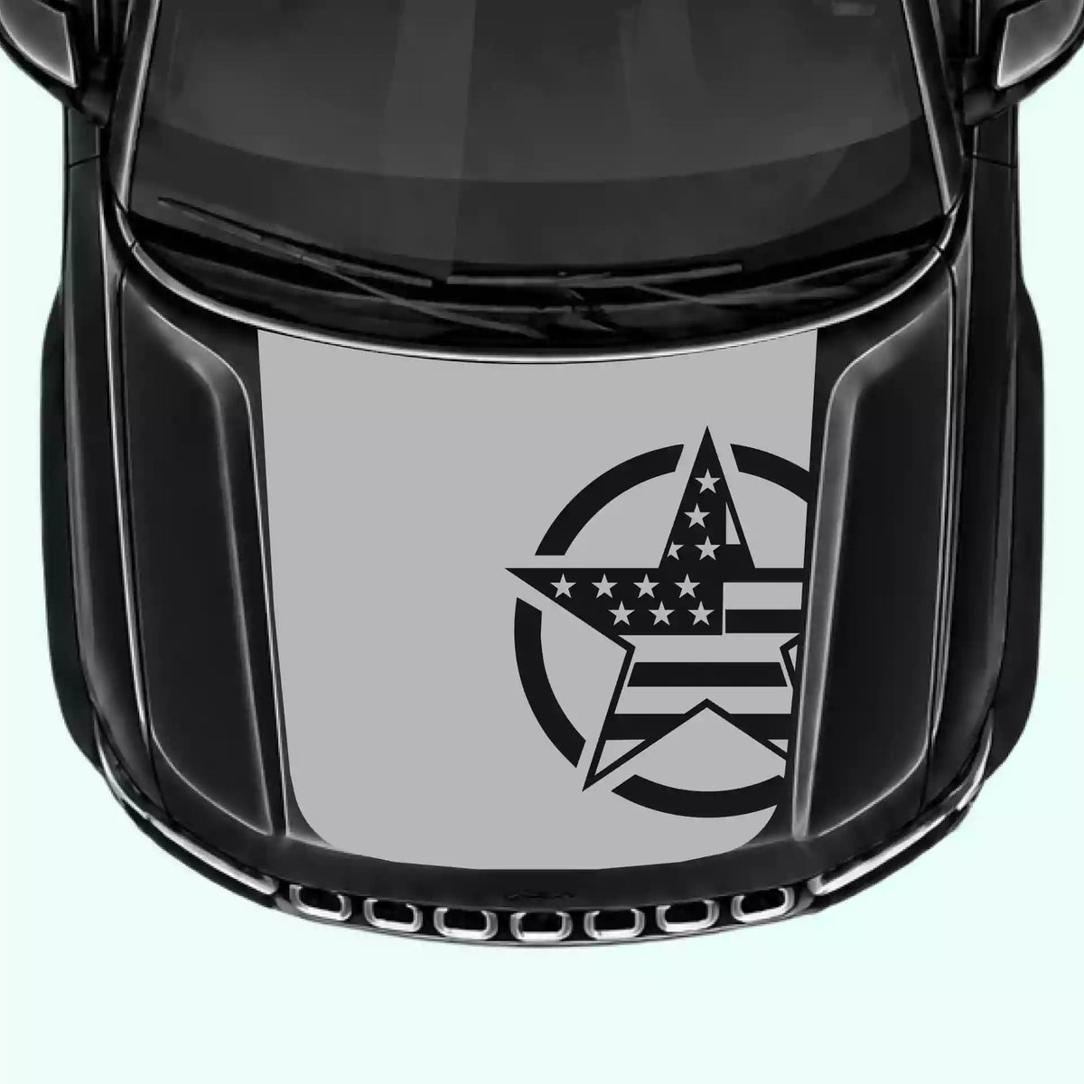 2022-present Jeep Grand Cherokee Army Star Hood Decal Vinyl Graphics Kit Gray