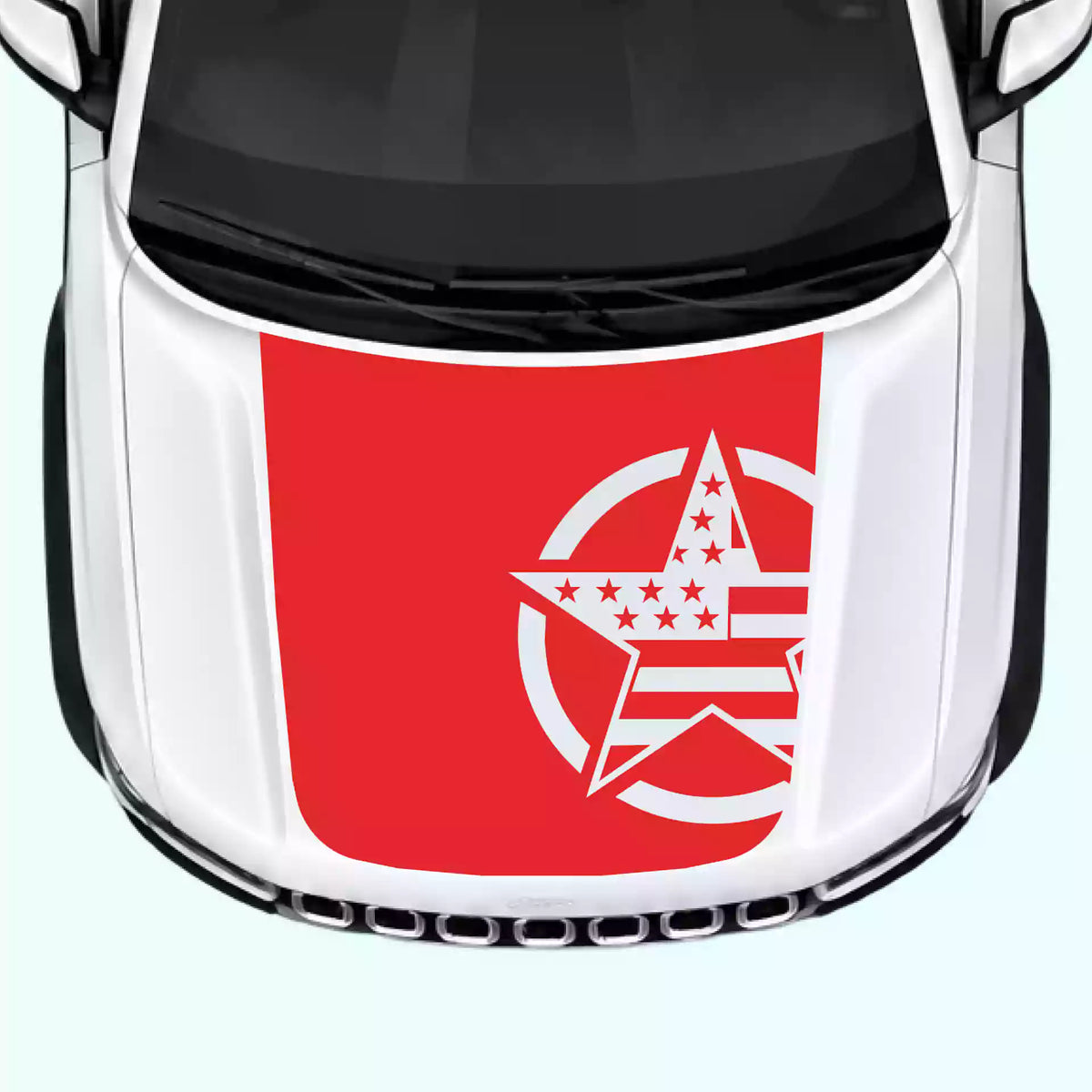 2022-present Jeep Grand Cherokee Army Star Hood Decal Vinyl Graphics Kit Red