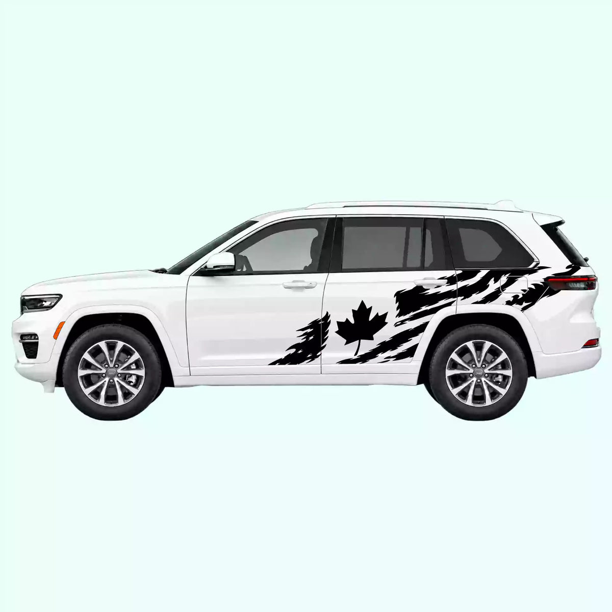 2022-present Jeep Grand Cherokee Canada Flag Side Decals Vinyl Graphics Kit Black