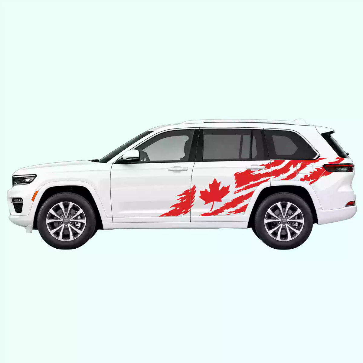 2022-present Jeep Grand Cherokee Canada Flag Side Decals Vinyl Graphics Kit Red
