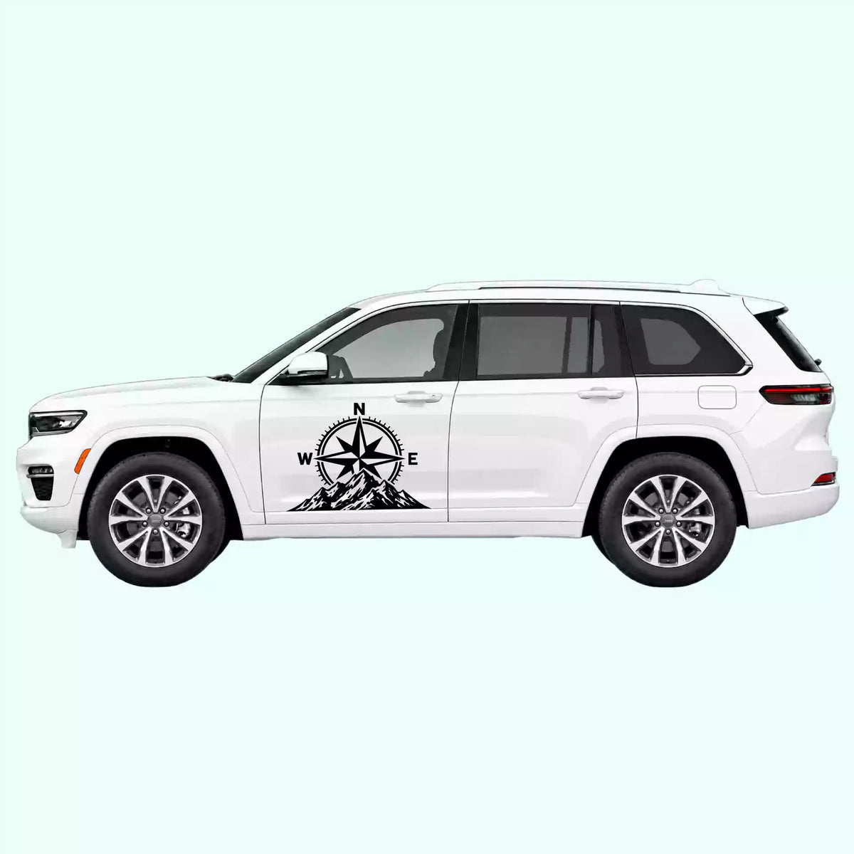 Jeep Grand Cherokee Compass Mountains Side Decals Vinyl Graphics Kit black