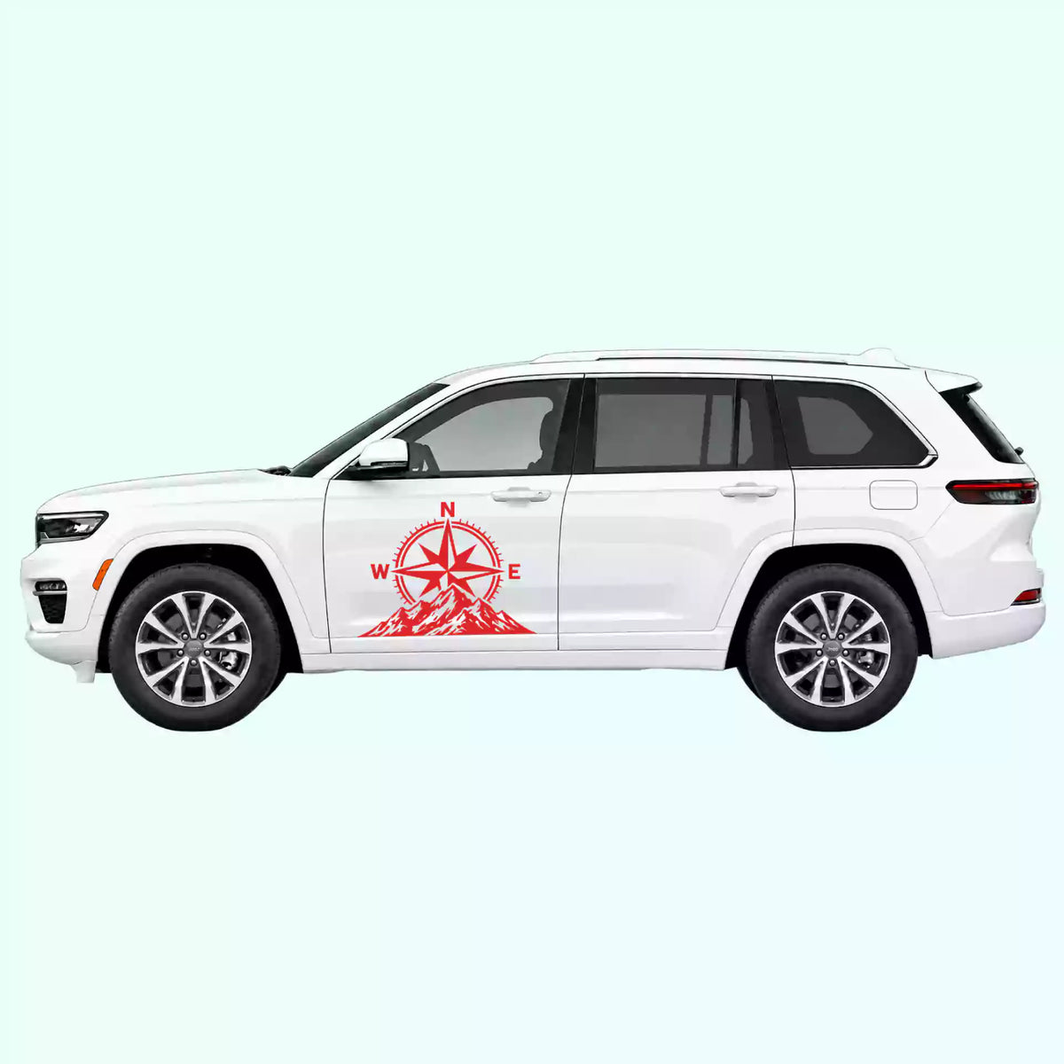 Jeep Grand Cherokee Compass Mountains Side Decals Vinyl Graphics Kit red