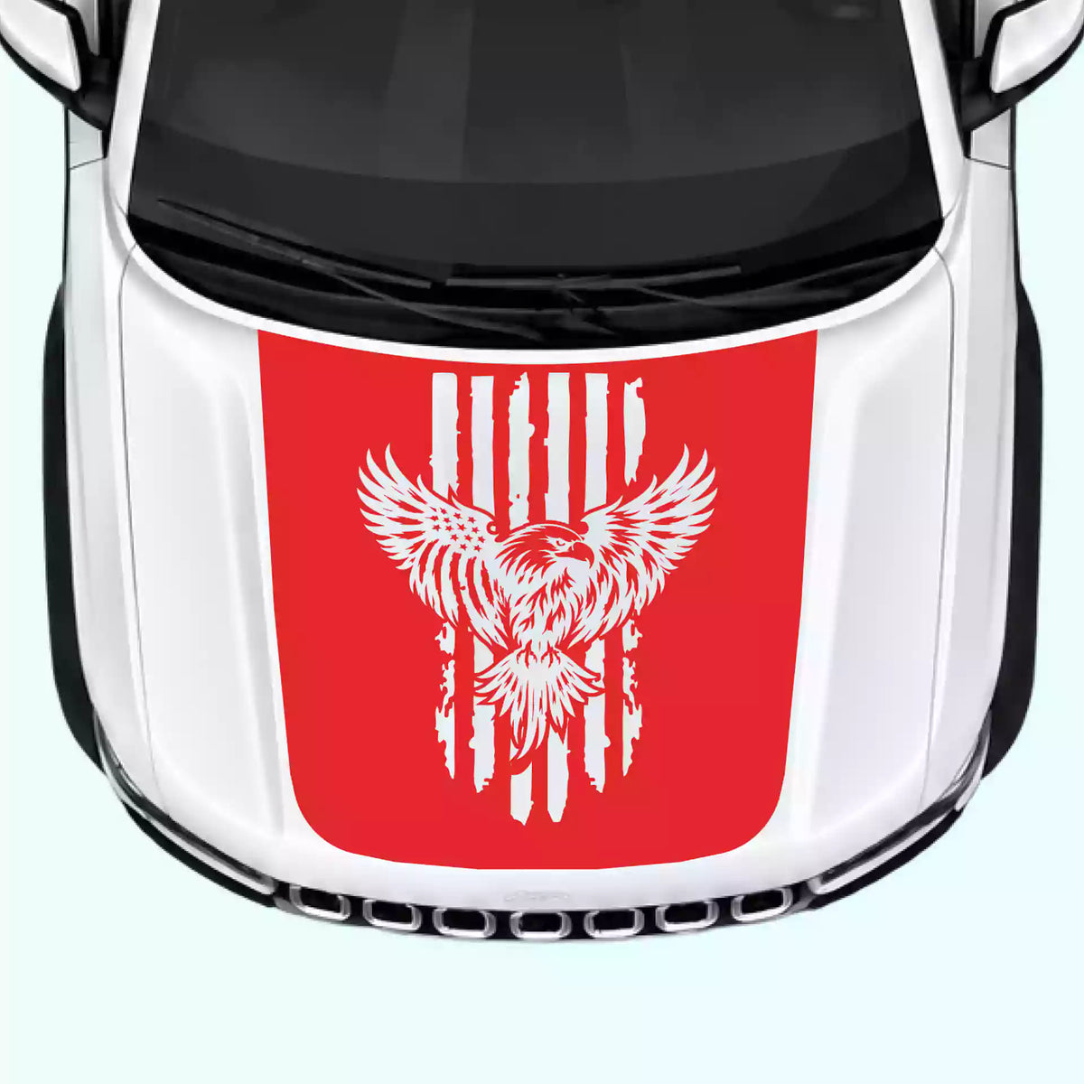 2022-present Jeep Grand Cherokee Eagle USA Flag Hood Decals Vinyl Graphics Kit Red