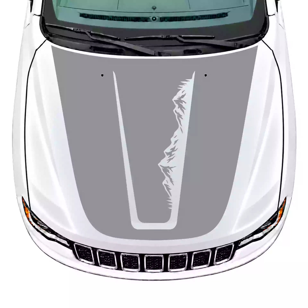 2014-2022 Jeep Grand Cherokee Mountain Hood Decal Vinyl Graphics Kit Gray