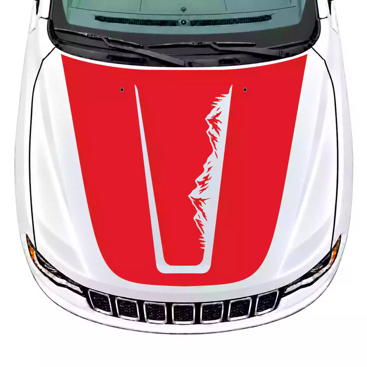 2014-2022 Jeep Grand Cherokee Mountain Hood Decal Vinyl Graphics Kit Red