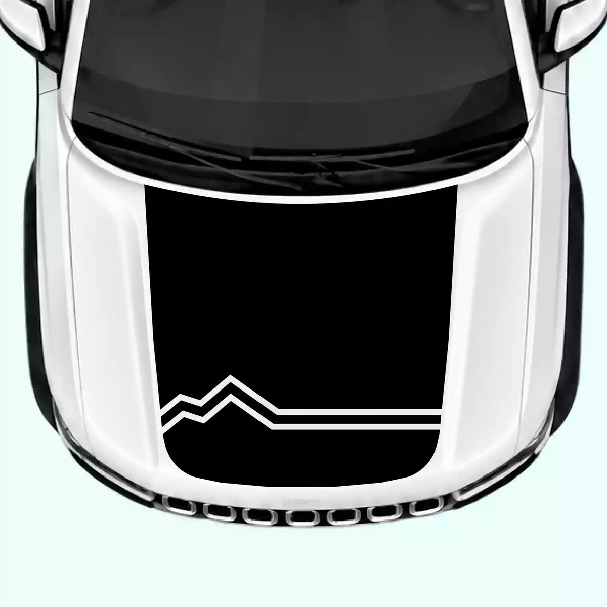 2022-present Jeep Grand Cherokee Mountain Line Hood Decals Vinyl Graphics Kit Black