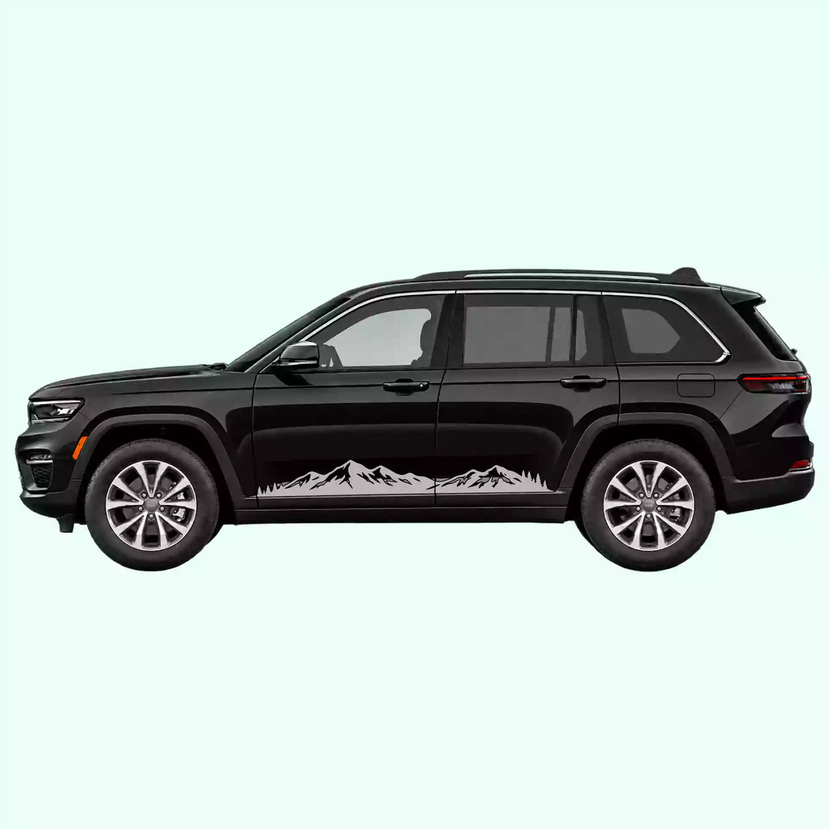 Jeep Grand Cherokee Mountain Range Rocker Stripes Vinyl Graphics Kit gray