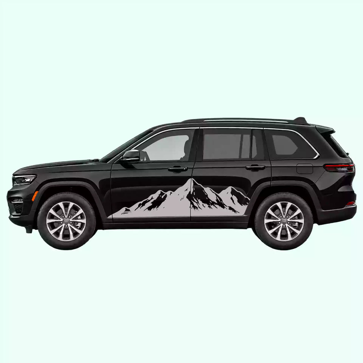 2022-present Jeep Grand Cherokee Mountain Range Side Decals Vinyl Graphics Kit Gray