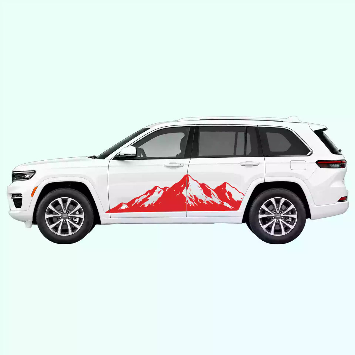 2022-present Jeep Grand Cherokee Mountain Range Side Decals Vinyl Graphics Kit Red