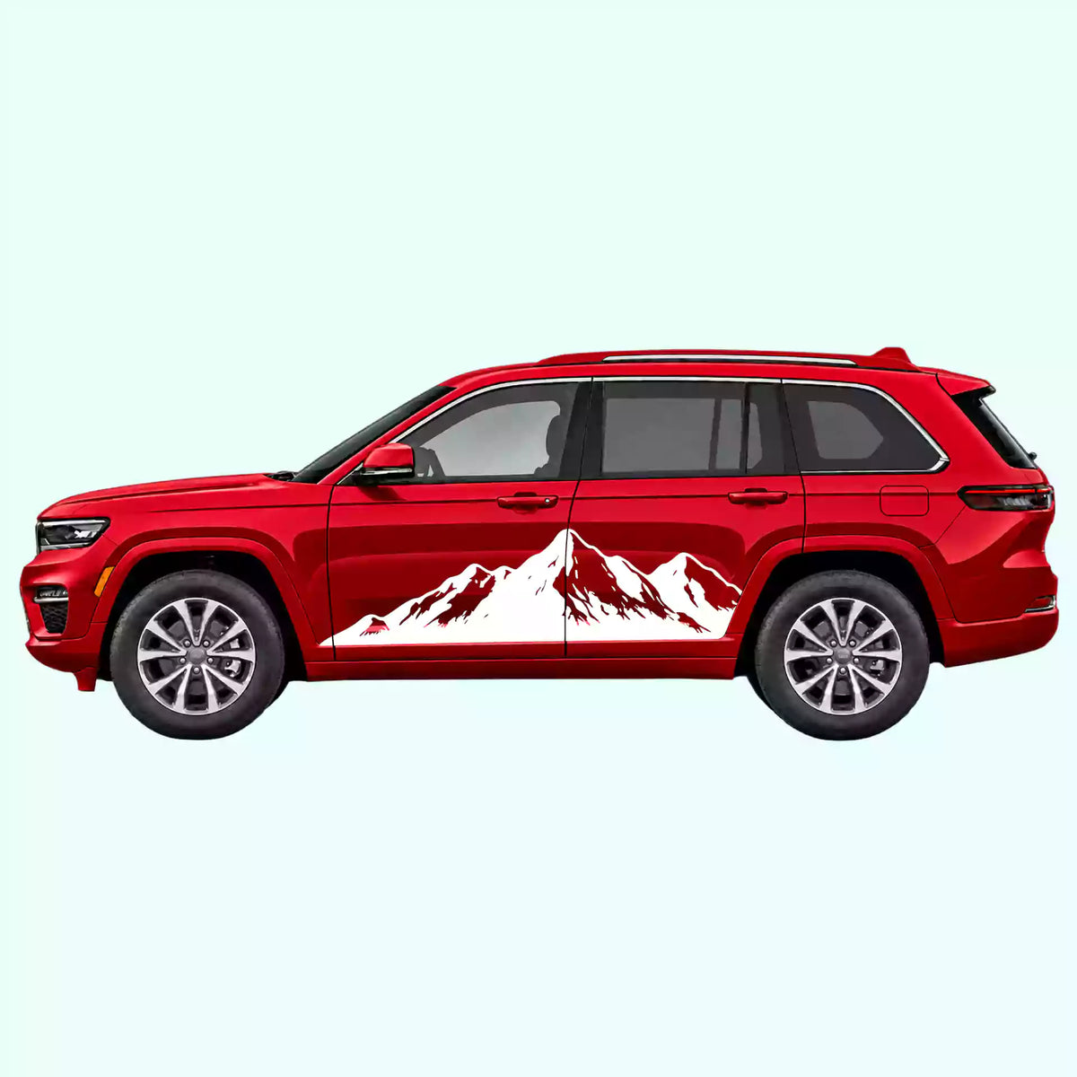 2022-present Jeep Grand Cherokee Mountain Range Side Decals Vinyl Graphics Kit White