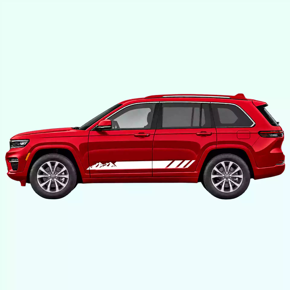 2022-present Jeep Grand Cherokee Mountain Side Stripes Vinyl Graphics Kit White