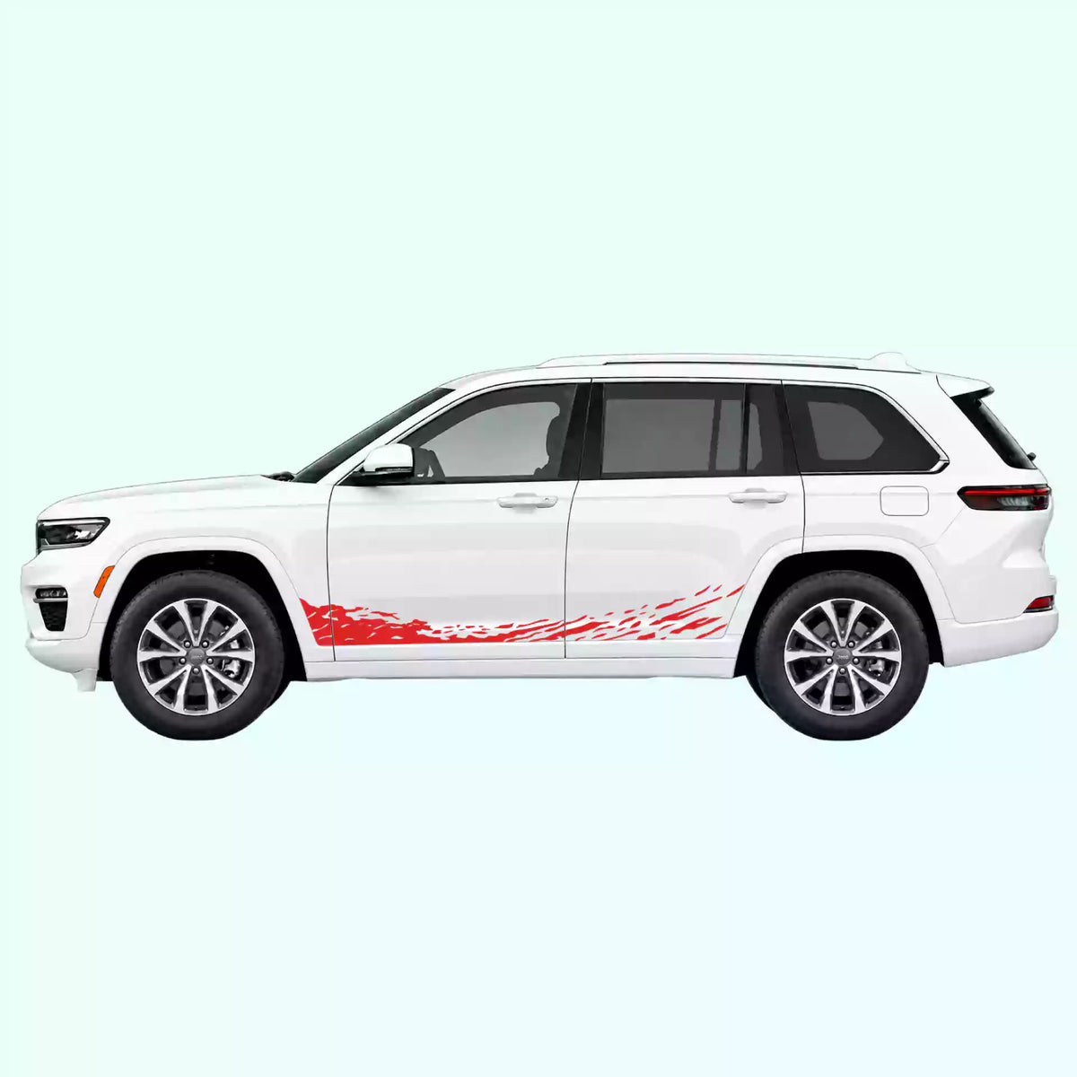 Jeep Grand Cherokee Mud Splash Rocker Stripes Vinyl Graphics Kit red