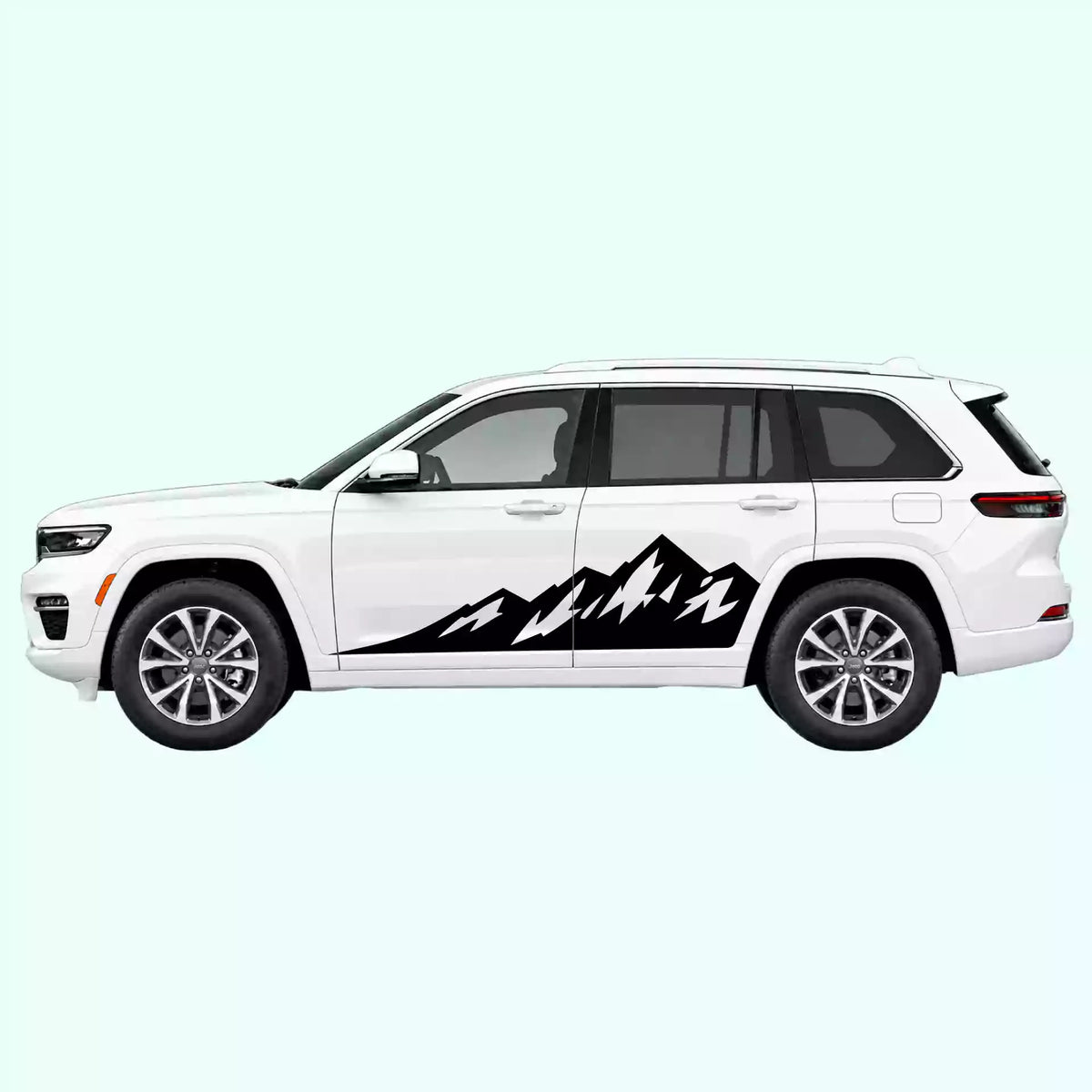2022-present Jeep Grand Cherokee Peak Mountain Side Decals Vinyl Graphics Kit Black