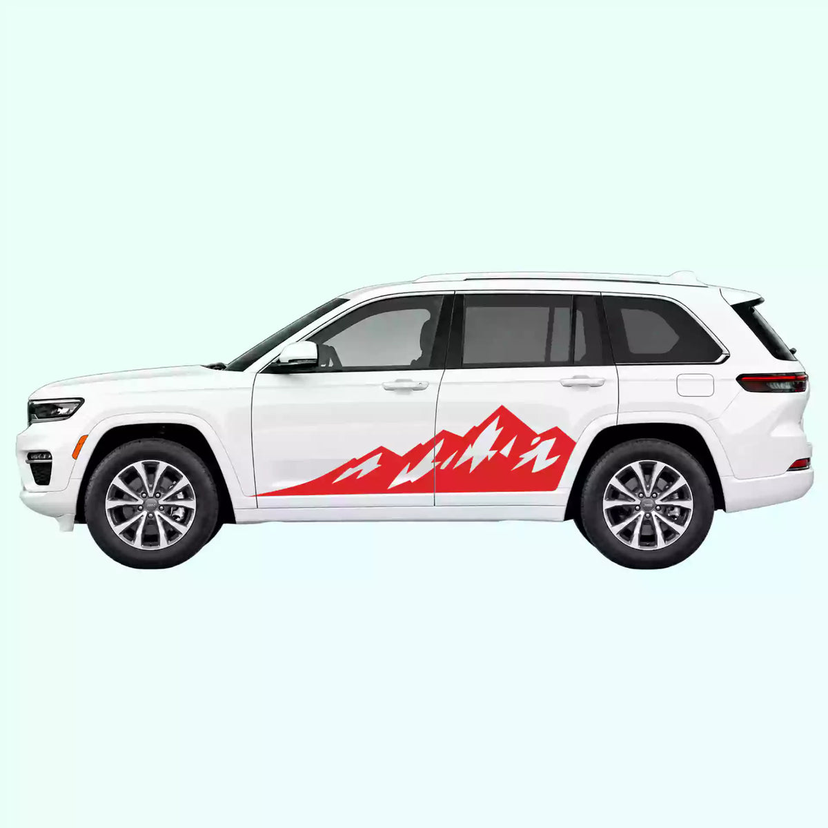 2022-present Jeep Grand Cherokee Peak Mountain Side Decals Vinyl Graphics Kit Red