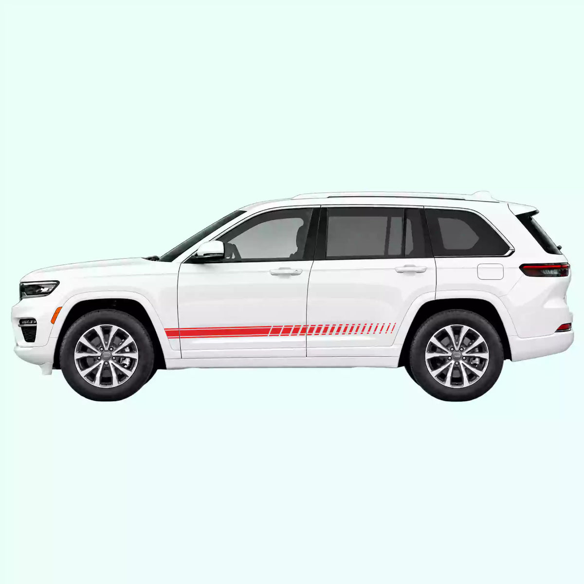 2022-present Jeep Grand Cherokee Pin Stripes Rocker Vinyl Graphics Kit Red