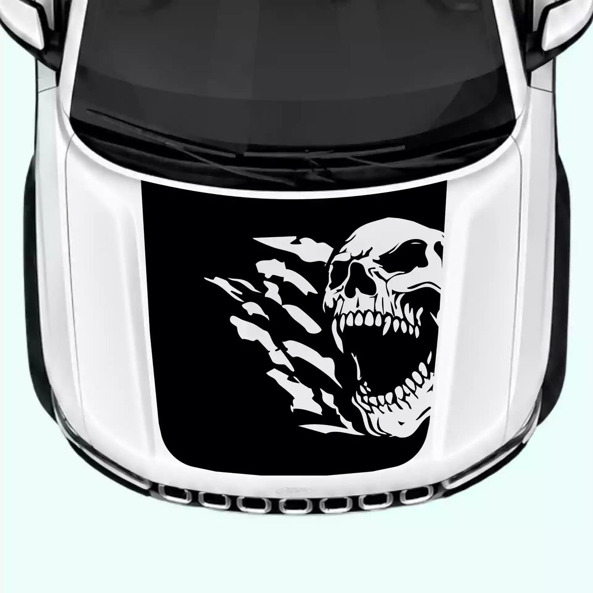 2022-present Jeep Grand Cherokee Reaper Skull Hood Decal Vinyl Graphics Kit Black