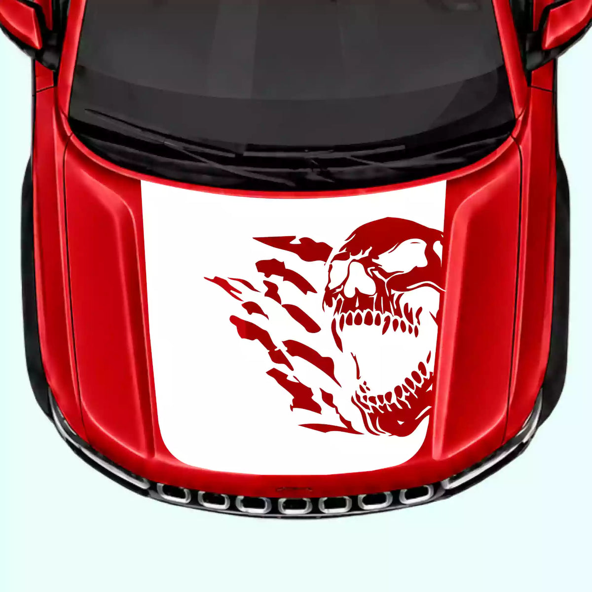 2022-present Jeep Grand Cherokee Reaper Skull Hood Decal Vinyl Graphics Kit White
