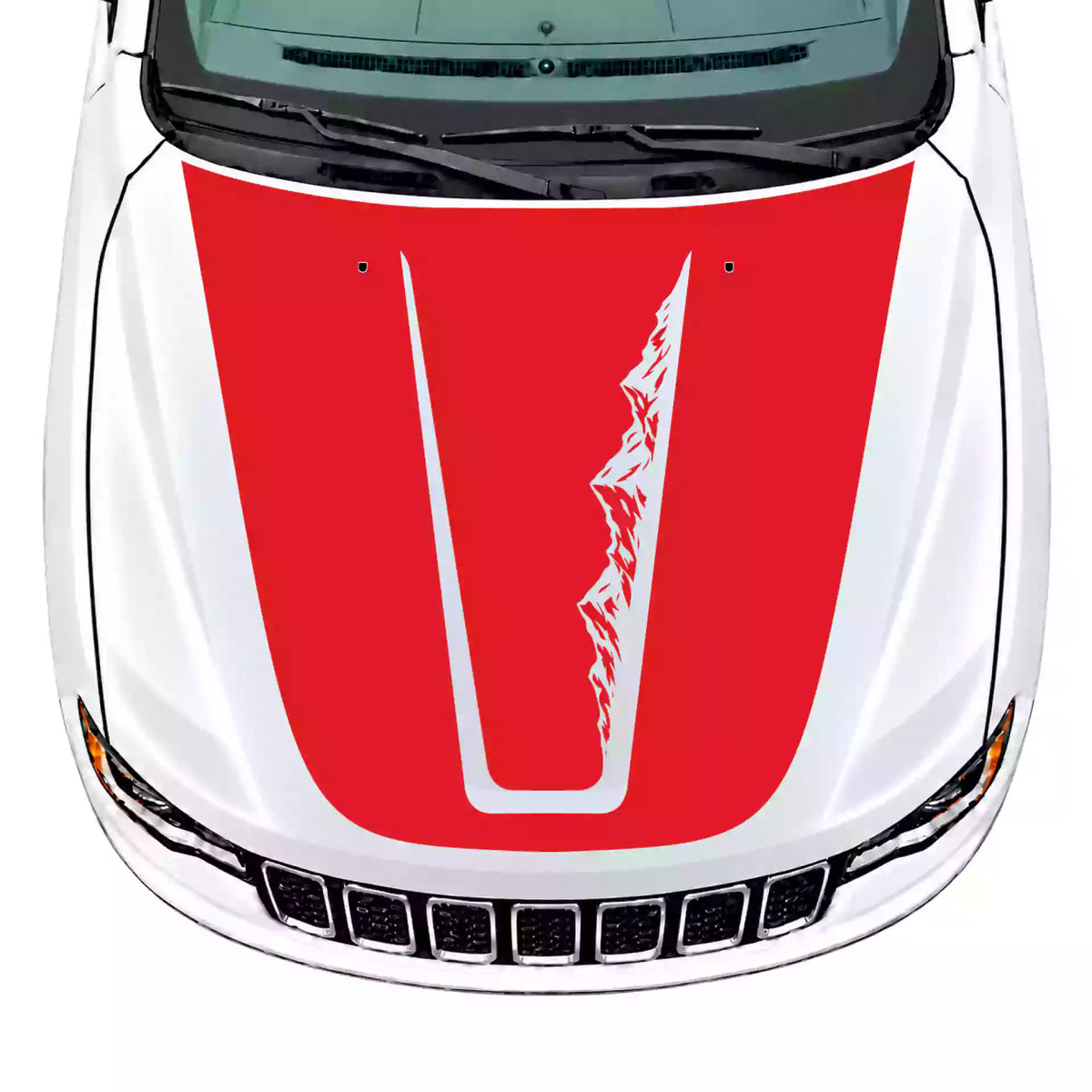 2014-2022 Jeep Grand Cherokee Ridge Hood Decal Vinyl Graphics Kit Red