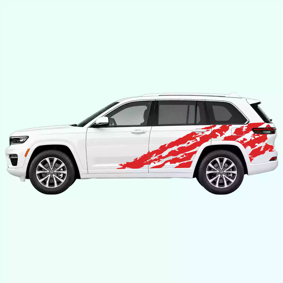 2022-present Jeep Grand Cherokee Shred Side Decals Vinyl Graphics Kit Red