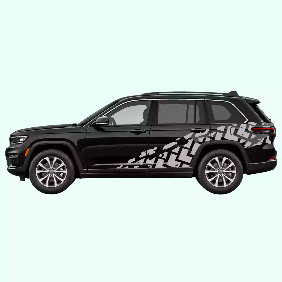 2022-present Jeep Grand Cherokee Tire Tracks Side Decals Vinyl Graphics Kit Gray