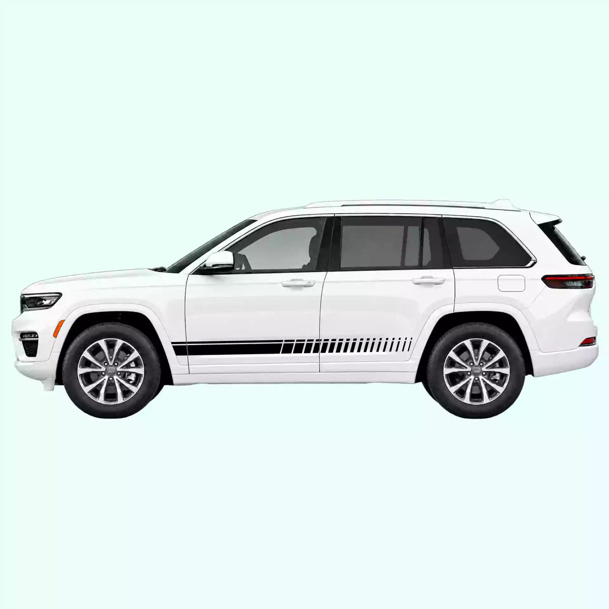 2022-present Jeep Grand Cherokee Top Pin Stripe Rocker Vinyl Graphics Kit Black
