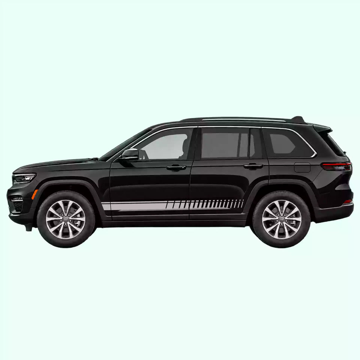2022-present Jeep Grand Cherokee Top Pin Stripe Rocker Vinyl Graphics Kit Gray