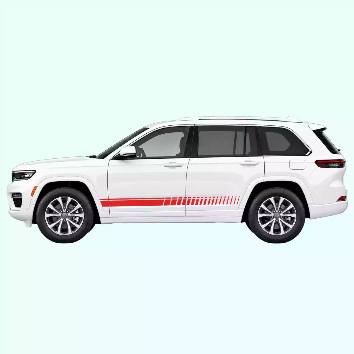 2022-present Jeep Grand Cherokee Top Pin Stripe Rocker Vinyl Graphics Kit Red