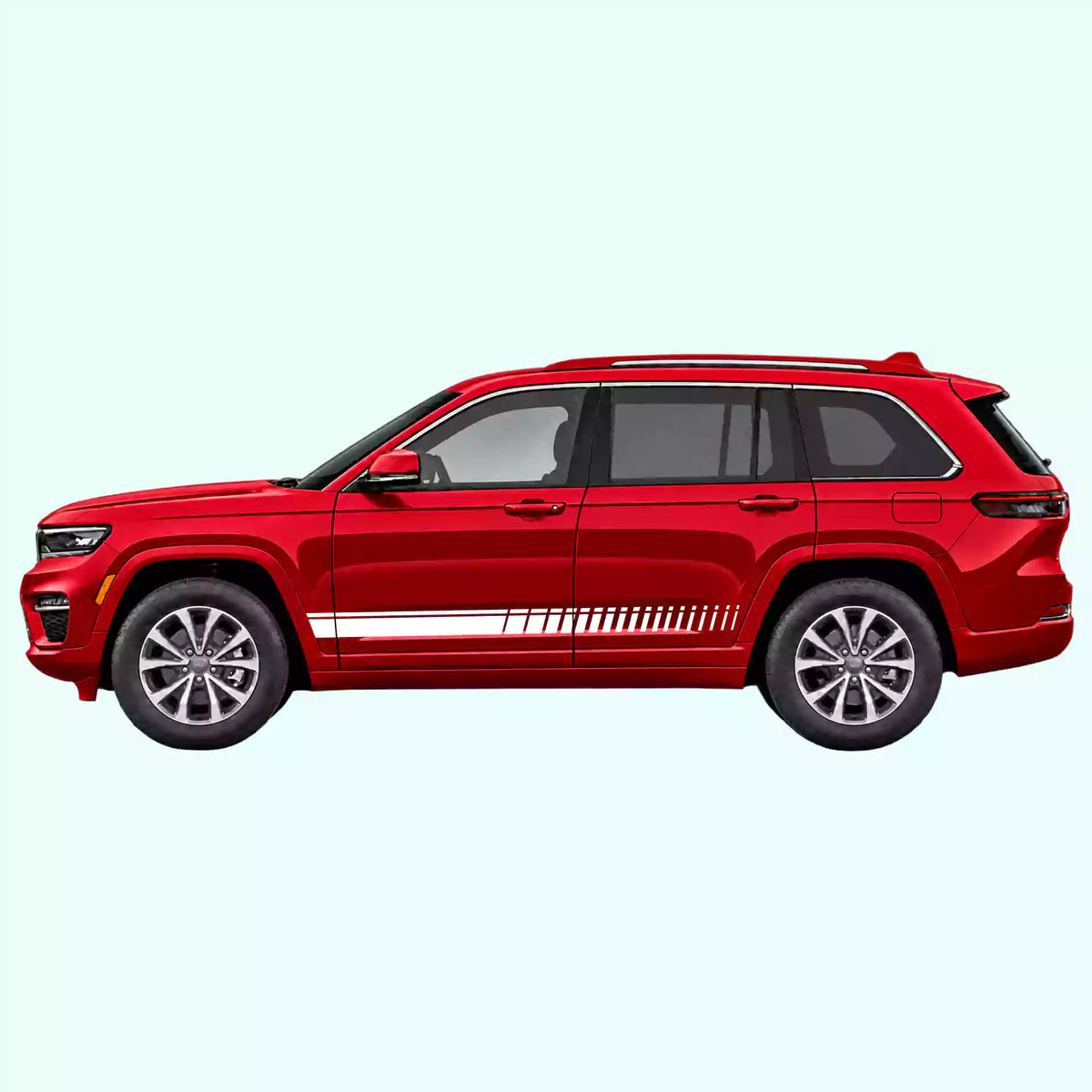 2022-present Jeep Grand Cherokee Top Pin Stripe Rocker Vinyl Graphics Kit White
