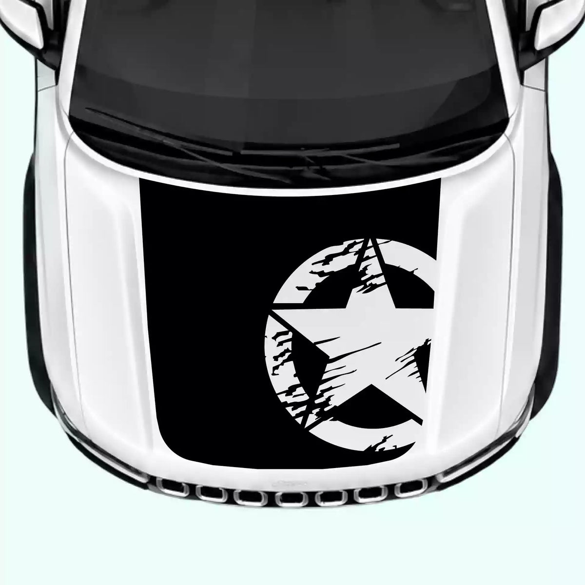 2022-present Jeep Grand Cherokee Torn Star Hood Decal Vinyl Graphics Kit Black