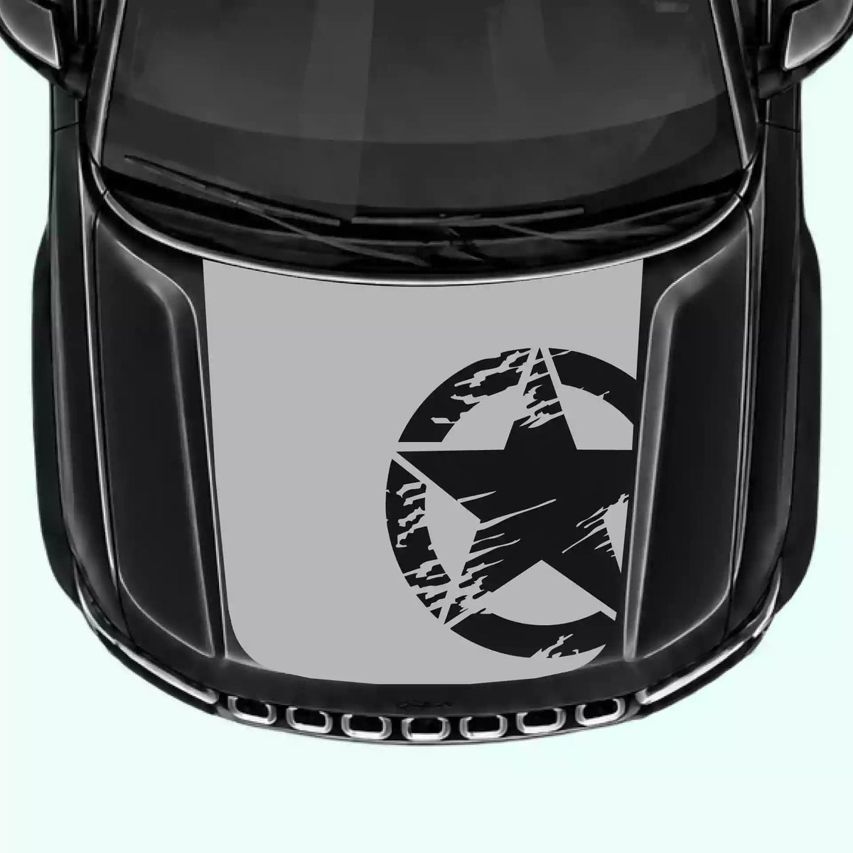 2022-present Jeep Grand Cherokee Torn Star Hood Decal Vinyl Graphics Kit Gray