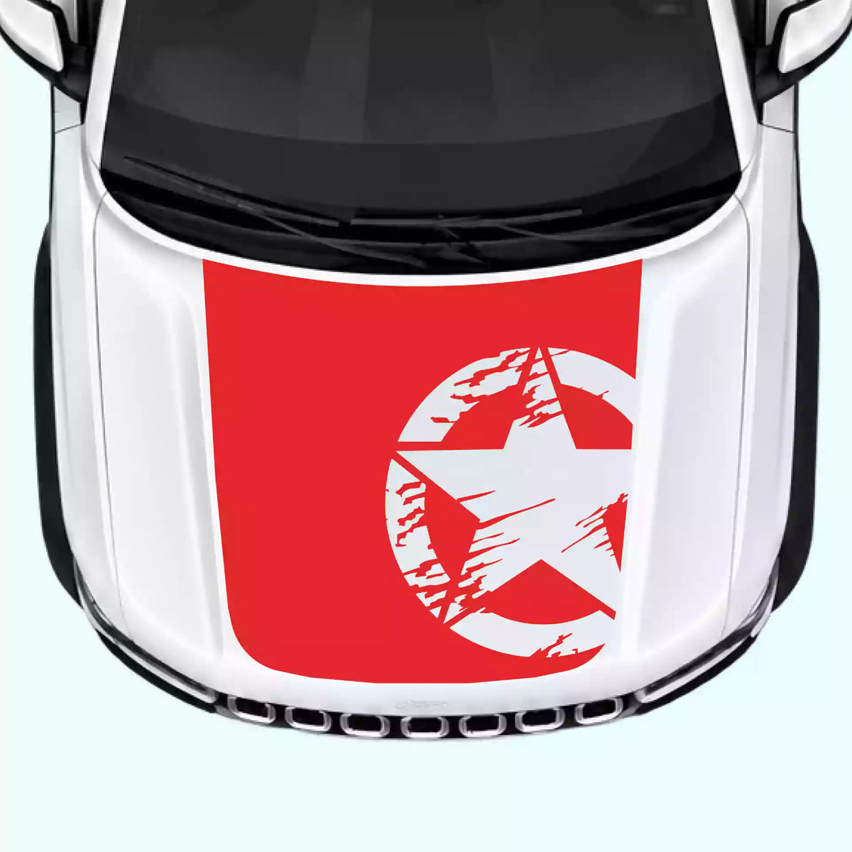 2022-present Jeep Grand Cherokee Torn Star Hood Decal Vinyl Graphics Kit Red