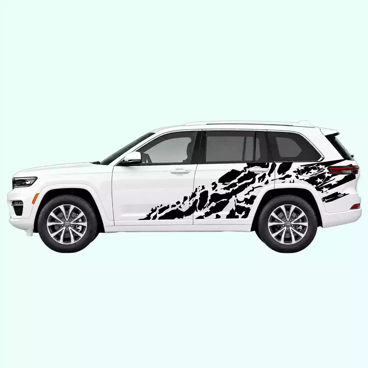 2022-present Jeep Grand Cherokee US Flag Shred Side Decals Vinyl Graphics Kit Black