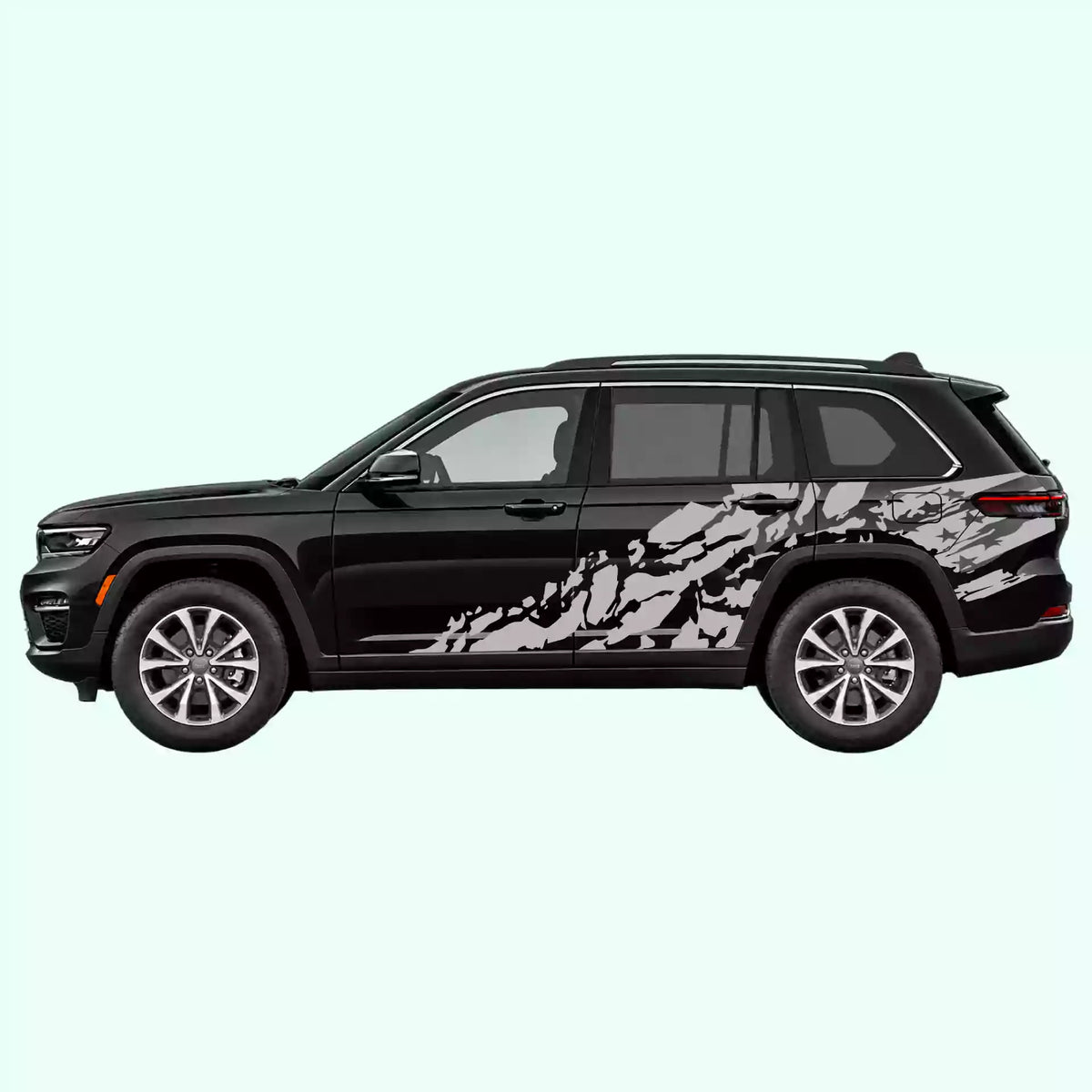 2022-present Jeep Grand Cherokee US Flag Shred Side Decals Vinyl Graphics Kit Gray
