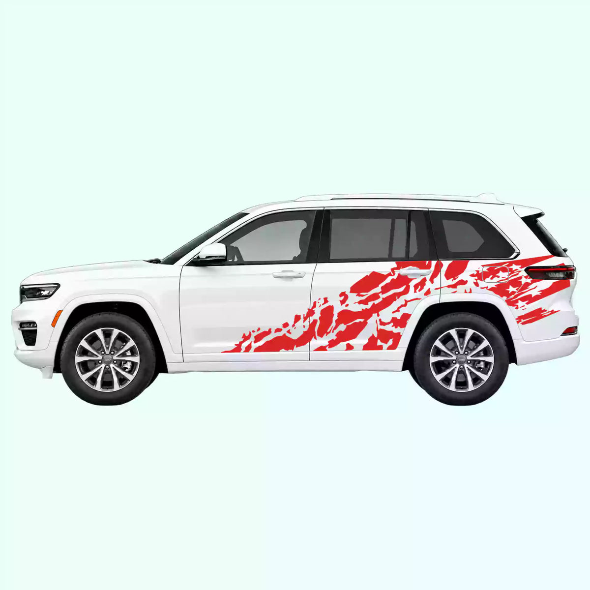 2022-present Jeep Grand Cherokee US Flag Shred Side Decals Vinyl Graphics Kit Red