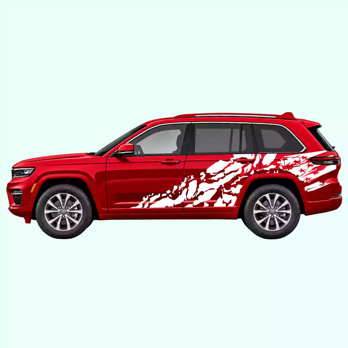2022-present Jeep Grand Cherokee US Flag Shred Side Decals Vinyl Graphics Kit White