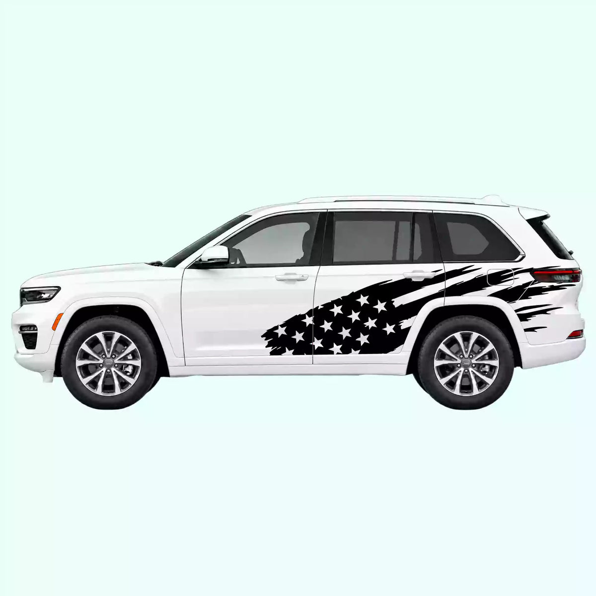 2022-present Jeep Grand Cherokee US Flag Side Decals Vinyl Graphics Kit Black