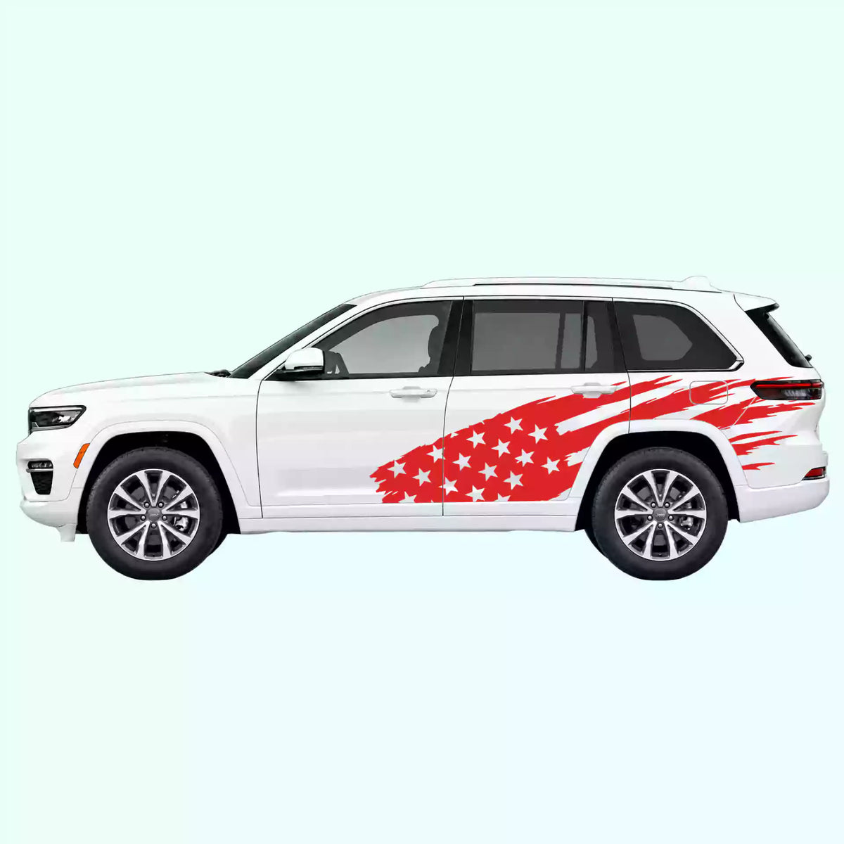 2022-present Jeep Grand Cherokee US Flag Side Decals Vinyl Graphics Kit Red