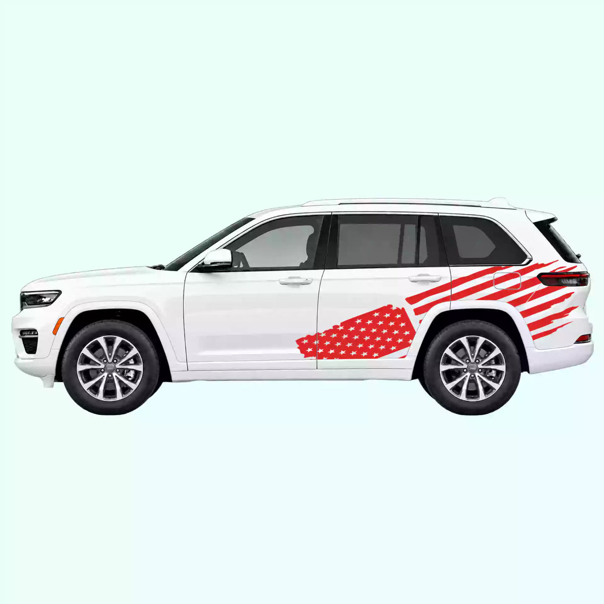 2022-present Jeep Grand Cherokee USA Flag Side Decals Vinyl Graphics Kit Red