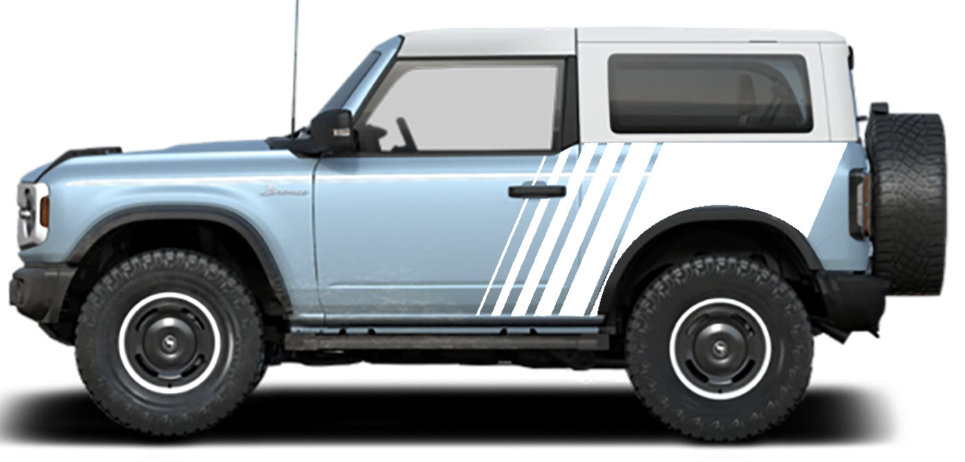 jumbo side strobe graphics for ford bronco 2 door white